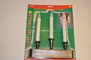 Wireless Candles 3 Silver On Off Timer Brite Star Battery Operated LED SET 2  - Picture 1 of 2