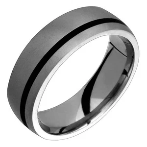 Anillo de titanio de 7 mm con resina negra ajuste cómodo banda de boda hecha a mano tallas 4 a 14 - Imagen 1 de 1
