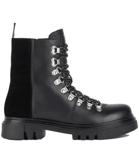 BARBOUR DRAKE BLACK LEATHER HIKER BOOTS WOMEN SHOES LFO0538BK11 - Picture 1 of 5