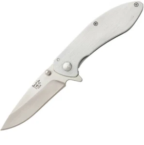 Bear & Son Frame Folding Knife 3" Satin Finish 440 Steel Blade Stainless Handle - Picture 1 of 2