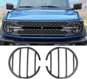 Front Headlight Trim Cover Frame Protect For Ford Bronco 2021+ Black Accessories - Picture 1 of 8