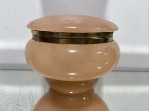 VTG. Round Hand Carved Alabaster Box - Picture 1 of 19