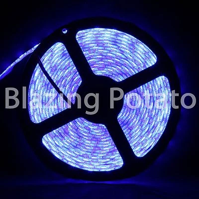 LumenWave 5M 5050 IP65 Waterproof Flexible 300 LED Strip Lights -White PCB- Blue