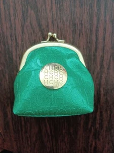 Carolina Herrera CH LOGO Green/Gold Small Coin Purse USED - Picture 1 of 7