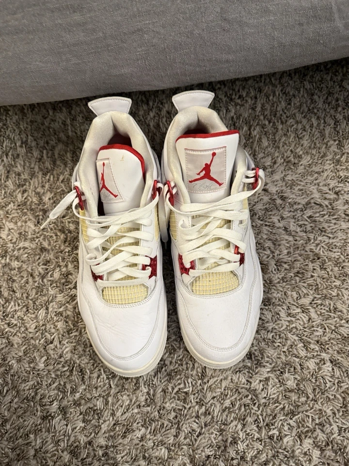 100% Authentic Metallic Red Jordan 4s Size 12.5 Men’s Pre Owned With Box - Image 1 of 4