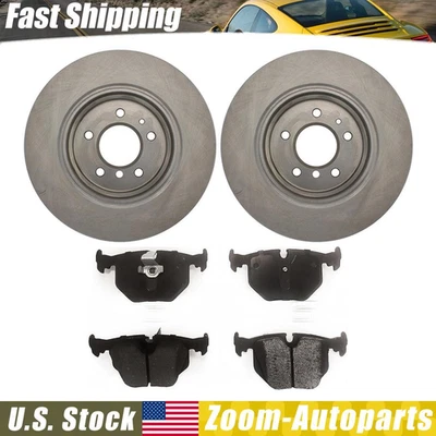 Rear Brake Rotors + Ceramic Brake Pads for 1995 - 1998 1999 2000 2001 BMW 740i - Image 1 of 4