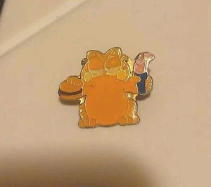 Prendedor retro vintage retro retro pushback Garfield the Cat sosteniendo hamburguesa y batido años 80 - Imagen 1 de 5