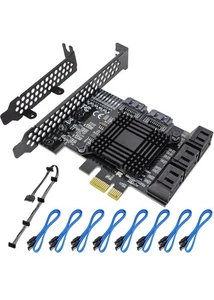 PCI-E X1 to SATA 3.0 Controller Card, 10-Port SATA III 6Gbps Expansion Cards - Picture 1 of 5