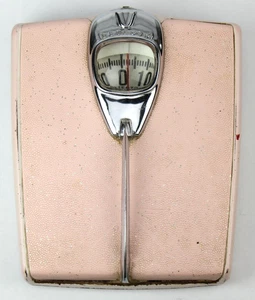 BALANZA DE BAÑO DETECTOR MODERNA VINTAGE MEDIADOS DE SIGLO ROSA MCM DECORACIÓN DEL HOGAR ATÓMICA - Imagen 1 de 15
