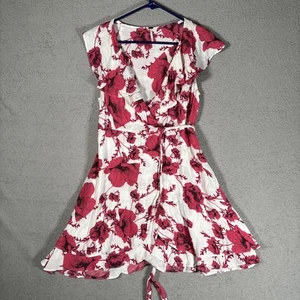 Free People Size S French Quarter Ivory Floral Print Wrap Mini Dress Bohemian - Picture 1 of 14