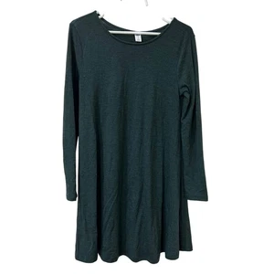 Vestido columpio tejido acanalado manga larga verde abeto pequeño talla pequeña azul marino antiguo para mujer  - Imagen 1 de 5