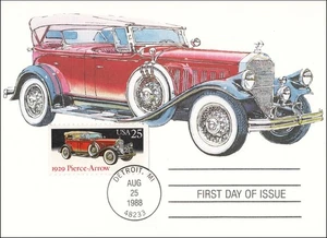 Pierce-Arrow Classic Luxury Car 1929 Transport USA FDC Maxi Card 1988 - Picture 1 of 2