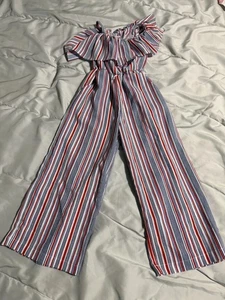 Emily West Jumpsuit Size XXS Girls, Children’s Stripe 1 Piece Off The Shoulder - Picture 1 of 4
