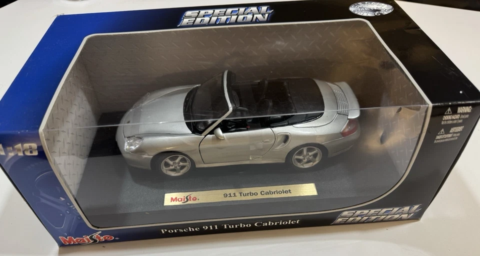MAISTO EDICIÓN ESPECIAL 1/18 PLATA PORSCHE 911 TURBO CABRIOLET - Nuevo En Caja Foto 1 de 1