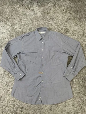 Camisa Ermenegildo Zegna Para Hombres 16 41 Azul Blanco Rayas Manga Larga Con Botones Foto 1 de 4