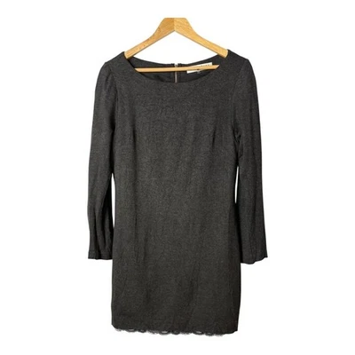 Vestido Trina Turk Gris Manga Larga Encaje Dobladillo Carrera Cóctel Fiesta Mujeres Talla 8 Foto 1 de 4