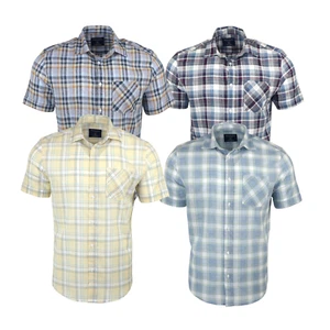 Herren 100 % Baumwolle hell kariert Sommer Qualität Urlaub Strand schmale Freizeitshirts - Bild 1 von 17