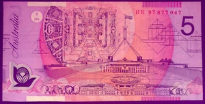 $5 NOTE with RED SERIAL NUMBERS good FINE NO RESERVE - Picture 1 of 3