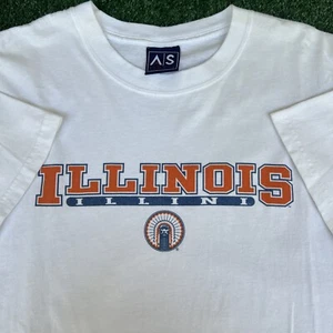 VTG AS Sports Illinois Illini T-Shirt Mens XL White Classic Logo University Y2K - Picture 1 of 7