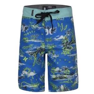 Hurley Boys 16/28 Neptune Blue Doodle Island Surf Swim Board Shorts NWT - Picture 1 of 10