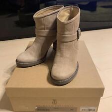 Brunello  Cucinelli Leather Heel Boots Half Boots With Box Beige Size 36
