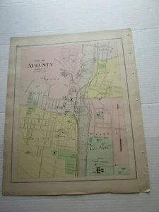 1891-92 STUARTS MAINE ATLAS, ANTIQUE MAP,  AUGUSTA /or/ KENNEBEC COUNTY - Picture 1 of 3