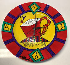 Ampolo Wall Clock Hand-Painted Glass “”Cappucino Time” Fully Operational