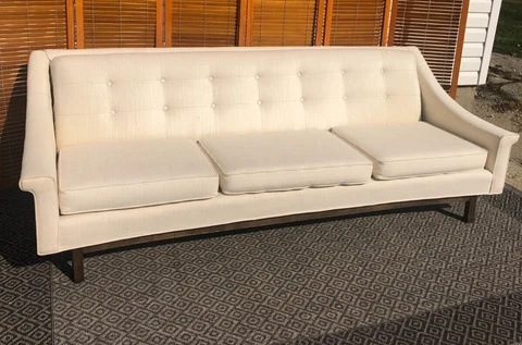 Vintage Mid Century Modern 90" Sofa Couch Paul McCobb Slight Curve Simple Lines Cover