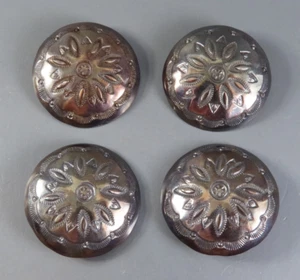 VTG Navajo Sterling Silver LARGE DOMED STAMPED Shank Buttons 1-3/8" WIDE - Picture 1 of 6