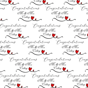 PERSONALISED WEDDING GIFT WRAPPING PAPER CONGRATULATIONS COUPLE  JUST MARRIED  - Picture 1 of 2