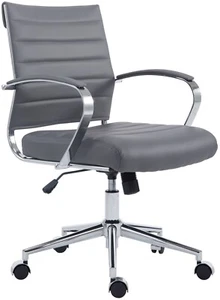 Kunstleder Bürostuhl grau Schreibtischstuhl Drehstuhl Bürostuhl modern design - Bild 1 von 7