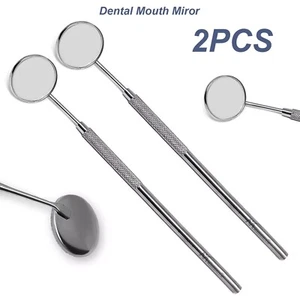 DENTAL MOUTH MIRROR #5 With HANDLE DENTAL INSTRUMENT STAINLESS STEEL 2PCS SET - Picture 1 of 3