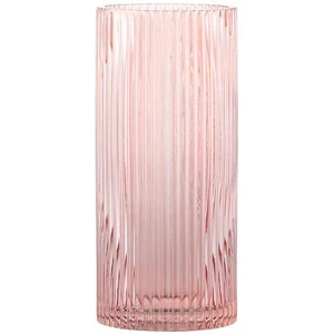 Pink Glass Vase Glass Flower Vase Ribbed Glass Vase Pink Vase Tall Cylinder Glas - Picture 1 of 8