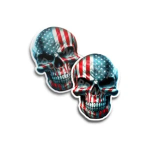 Amerikanische Flagge Schädel rot weiß blau Tattoo Kunst patriotisches Aufkleber RatRod C37031 2er-Pack - Bild 1 von 6