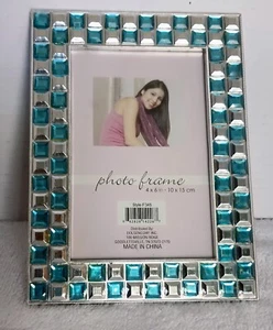 FOTORAHMEN 4X6 Farbe Blau & Silber / mit blauem Stein - Bild 1 von 3