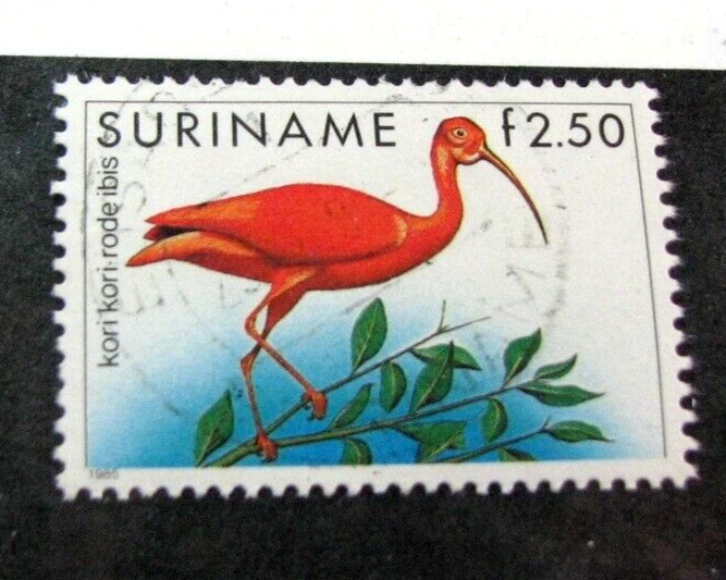 Sello de Surinam Scott # 727 pájaro ibis rojo 1885-95 usado H332 Foto 1 de 1