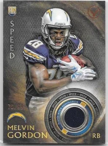CAMISETA DE NOVATO MELVIN GORDON 2015 TOPPS VALOR ""VELOCIDAD"" USADA POR JUGADOR #/99 - Imagen 1 de 1