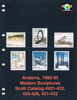 $11,60 Scott Value - 1992-93 ANDORRA FRANCESA Esculturas Arte Moderno CV MNH NH UMM Foto 1 de 4