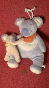 11" Noukie's KOALA BEAR & BABY CRIB PULL blue tan orange plush stuffed musical - Picture 1 of 6