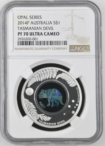 2014P Australia 1 Oz Silver $1 -Opal Series: Tasmanian Devil NGC PF70 UC - Picture 1 of 2