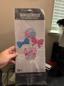 Gender Reveal 3ct. Bow Or Bow Tie Centerpiece Sticks Baby Shower Decoration New! - Picture 1 of 2