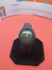 ladies breo black silicone fashion watch,black sparkly face & gold hands.#a.