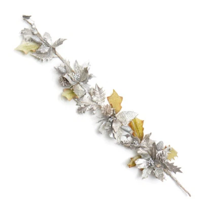 Set of 2 Silver Artificial Poinsettia 36" Floral Swag with Pinecones and Berries Foto 1 de 3