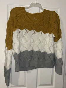 Damen Strick Color Block Pullover V-Ausschnitt Größe 2XL Plus. Herbstfarben - Bild 1 von 2