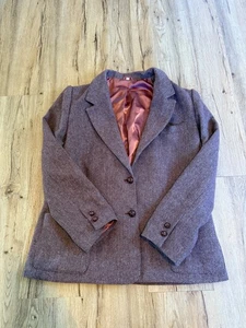 Vintage  50% wool tweed blazer womens size 18-fall burgundy-preppy-old money-ivy - Picture 1 of 10