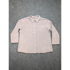 Soft Surroundings Damen 1X The Old Softy Shirt Seitenschlitze Samt Velour Shacket - Bild 1 von 8