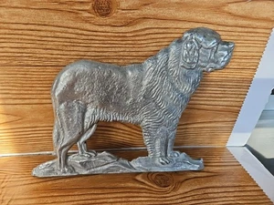 Vintage Aluminiumguss Hund Wanddekor Bernhardiner Bernhardiner Neufundland 9x7" - Bild 1 von 16
