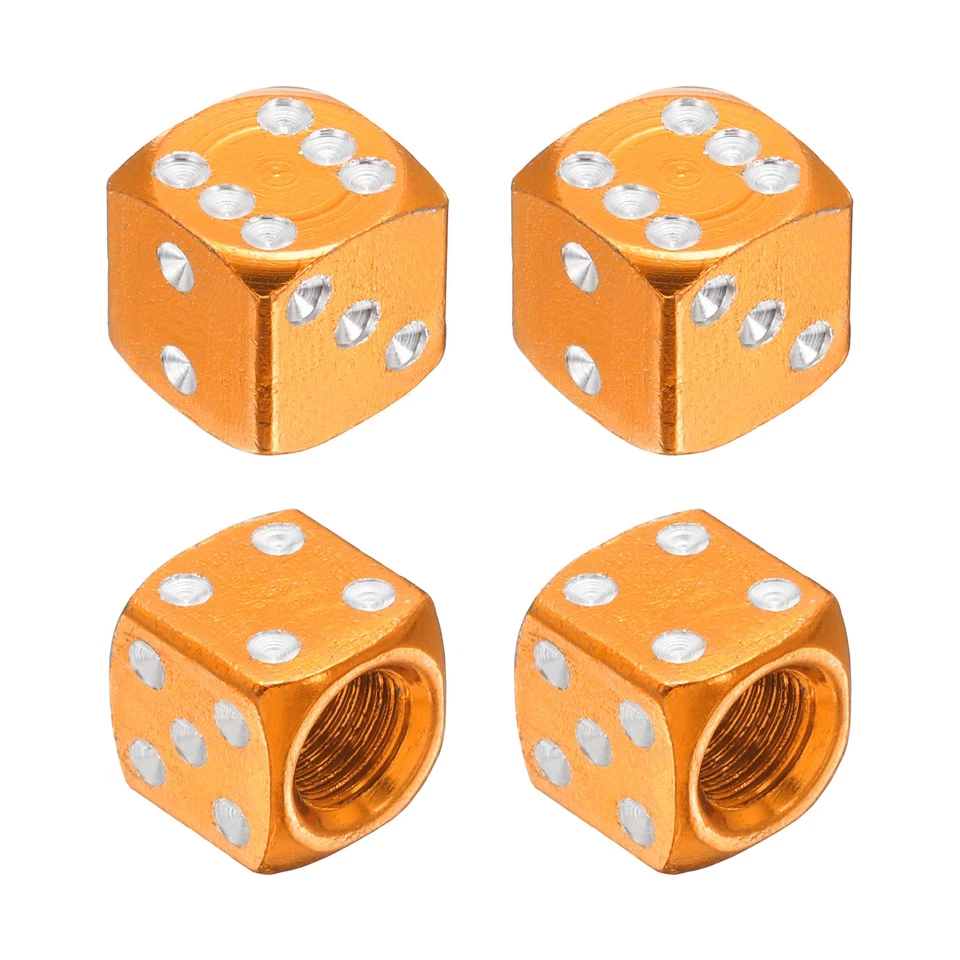 Dice Tire Valve Stem Caps, 4PCS Universal Tire Valve Stem Covers, Orange Yellow Foto 1 de 4