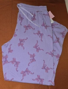 NWT Zoe And Liv Purple Bows XXL Lounge  Pajama Pants - Picture 1 of 3