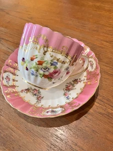 Antique Spode Mismatched Cup & Saucer Pink Floral. Unmarked - Picture 1 of 18